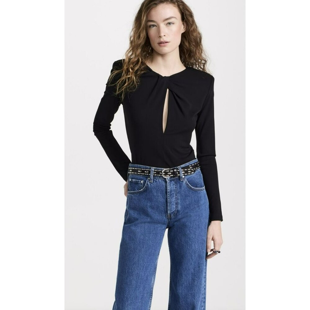 Anine Bing $250 Amaya Black Cutout Long Sleeve Top Medium NWT - Picture 3 of 8